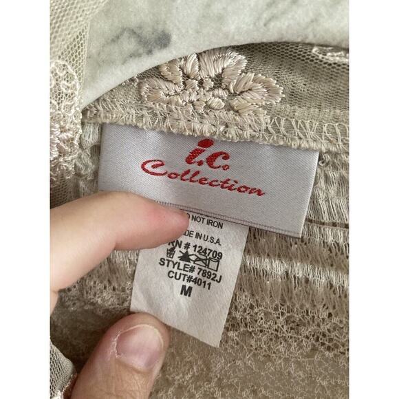 IC Collection Connie K Cardigan Ruffle Ivory Lace Button Lagenlook Boho Fairy M - Picture 6 of 13